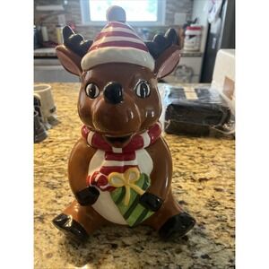 home accents christmas day reindeer cookie jar